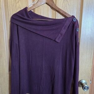 Maurices Burgundy Asymmetrical Button Top